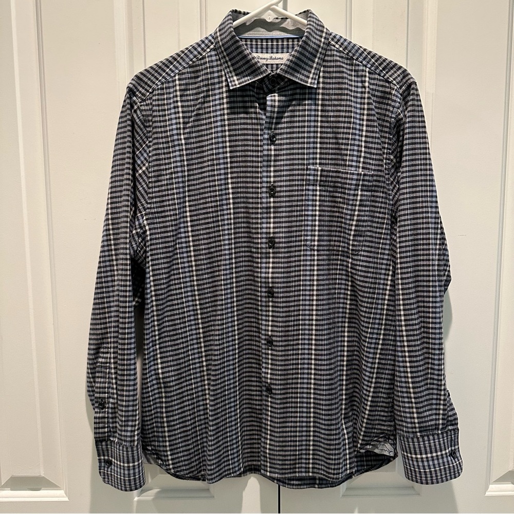 Tommy Bahama Cotton & Silk Long Sleeve Plaid Dress Shirt S